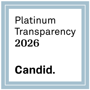 Framed card displaying the text 'Platinum Transparency 2026' with 'Candid.' in bold beneath it.