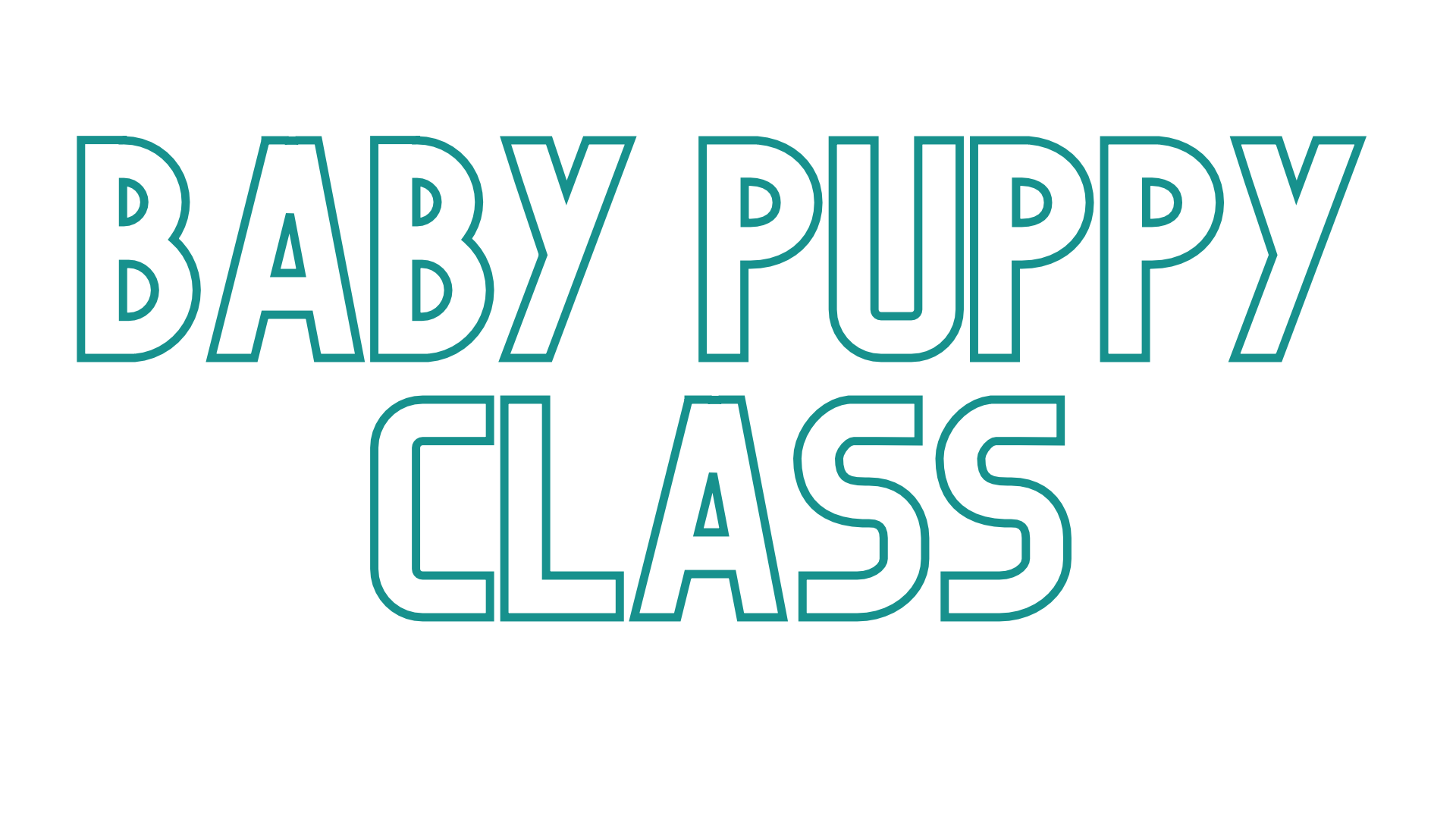bABY PUPPY CLASS - OccuPaws Logo reading 'BABY POPPY' on top and 'GLASS' below in teal outlined letters on white background.